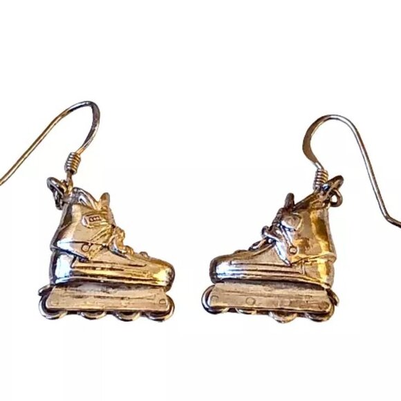 Sterling Silver 925 Earrings Roller Blades Skate Dangle Drop French Hook… - Picture 5 of 8